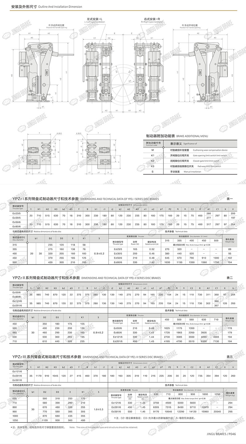 YPZ2I、II、III系列電力液壓臂盤(pán)式制動(dòng)器